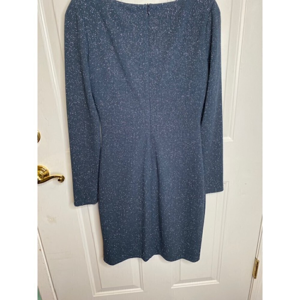 Eliza J Long Sleeve Sheath Dress Sz 4 Blue with Silver sparkle fabric EUC - Picture 5 of 5